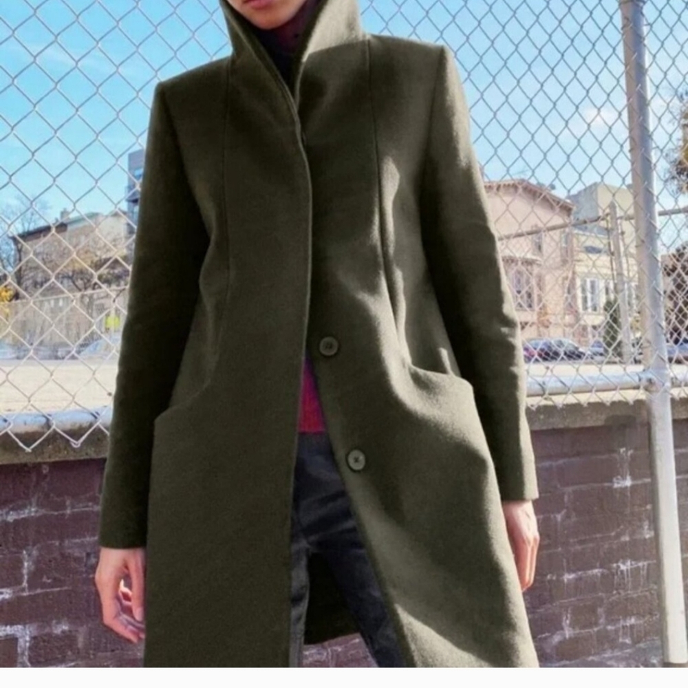 Aritzia Wilfred Cocoon Coat Jacket Wool Cashmere Green Size Small